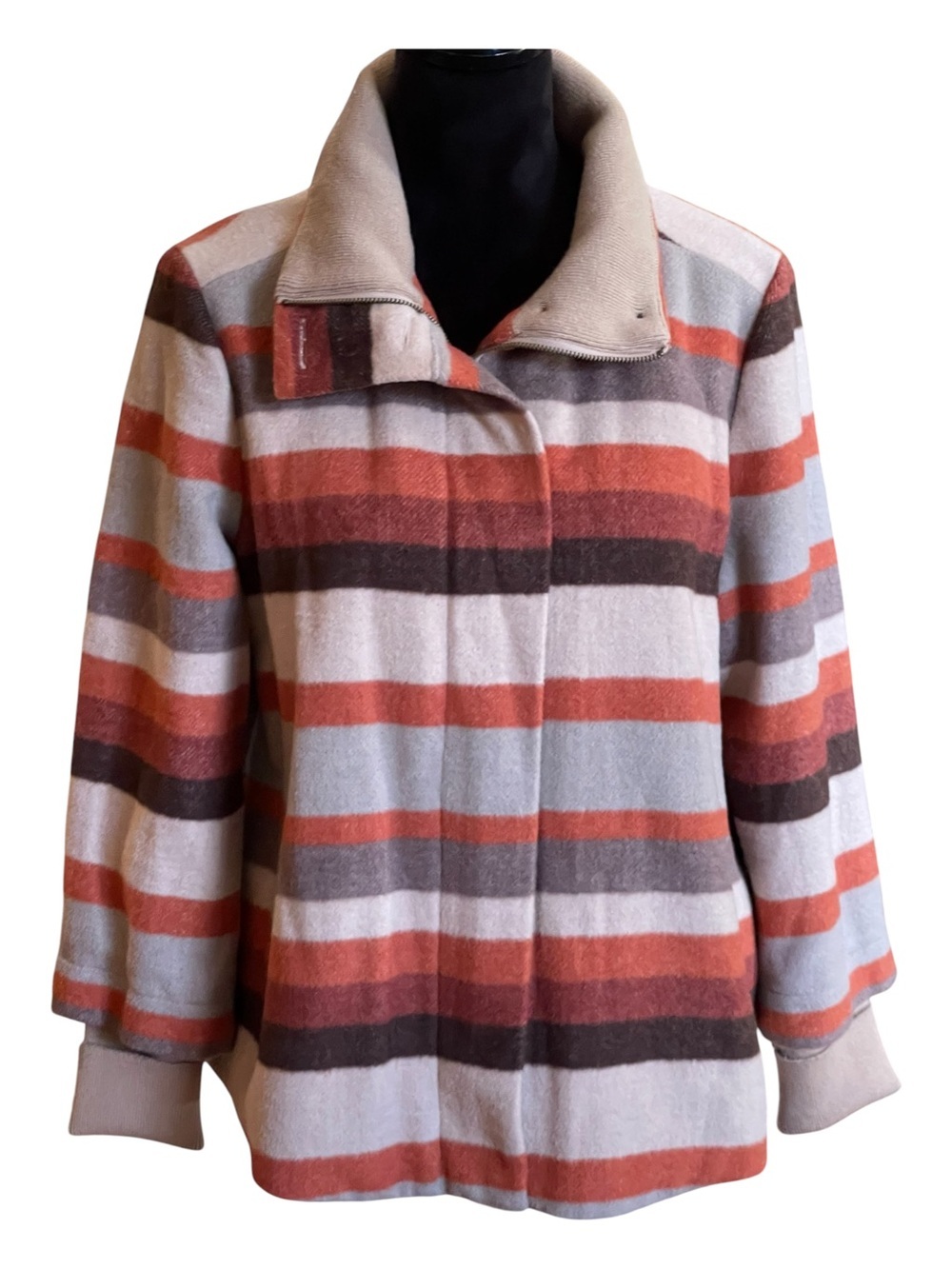 PRANAS LILY STRIPPED BOHO WOOL BLEND LINED JACKET SZ LG EUC